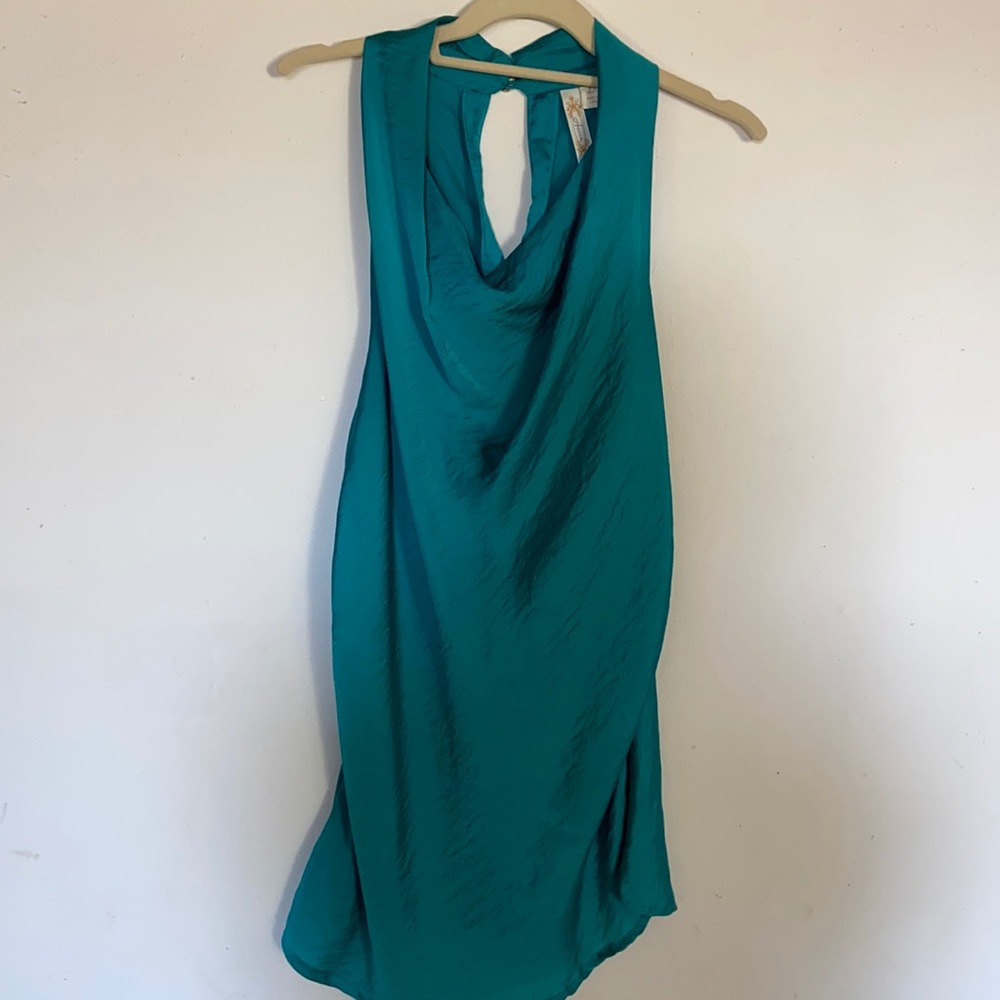 Beautiful green Dray peacock neck line top